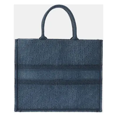 Dior Blue/Black Canvas Large Book Tote Bag