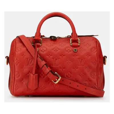 Louis Vuitton Red Monogram Empreinte Speedy Bandouliere Satchel Bag