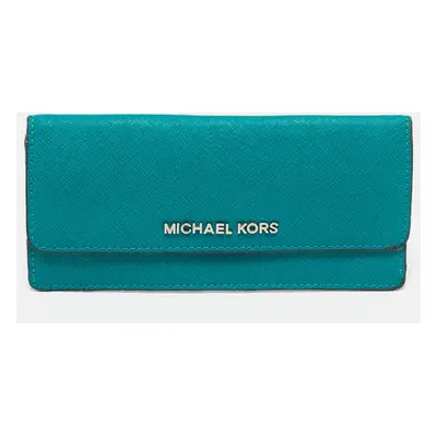 Michael Kors Green Leather Flap Continental Wallet