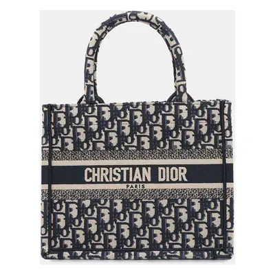 Dior Navy Canvas Small Book Tote Bag