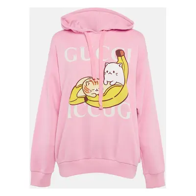 Gucci Pink Banana Print Cotton Hoodie