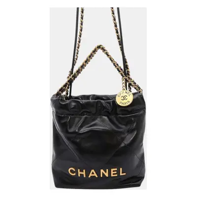 Chanel Black Shiny Calf Leather Mini Shoulder Bag