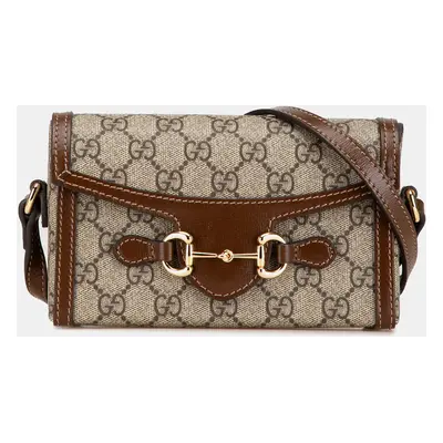 Gucci Brown Mini GG Supreme Horsebit Crossbody