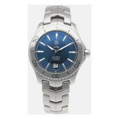 Tag Heuer Blue Stainless Steel Link Automatic Men's Wristwatch