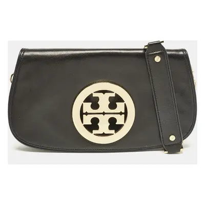 Tory Burch Black Leather Reva Logo Crossbody Bag