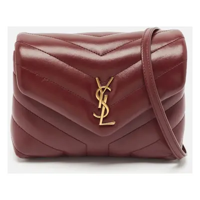 Saint Laurent Burgundy Quilted Leather Toy Loulou Crossbody Bag