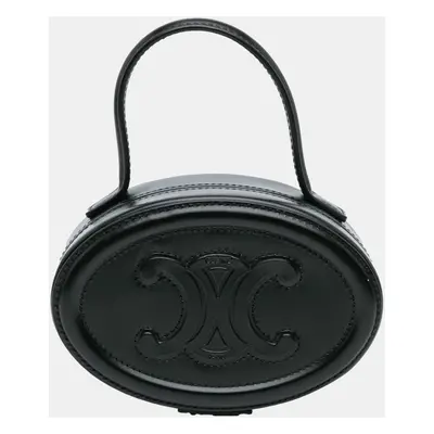 Celine Black Calfskin Cuir Triomphe Oval Handbag