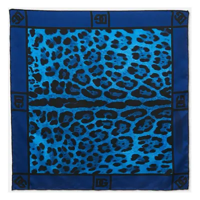 Dolce & Gabbana Blue Leopard Print Silk Square Scarf