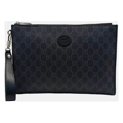 Gucci Black Canvas Interlocking Clutch