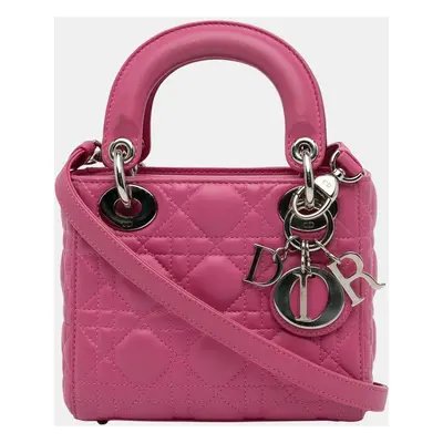 Dior Pink Mini Lambskin Cannage Lady Dior