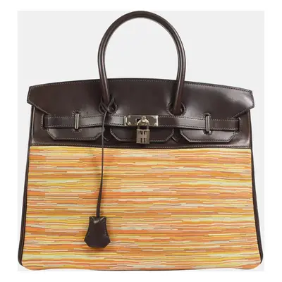 Hermes Chocolate Swift Vibrato Retourne Birkin Handbag