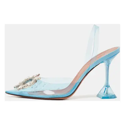 Amina Muaddi Blue PVC Begum Pumps Size