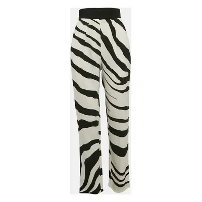 Roberto Cavalli White/Black Printed Crepe Pants