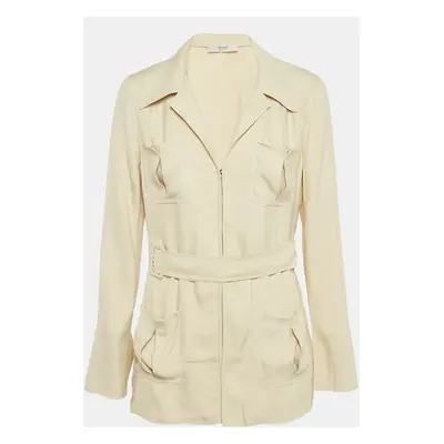 Prada Light Beige Gabardine Belted Coat