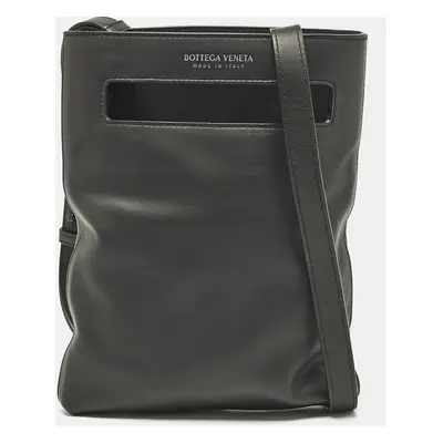 Bottega Veneta Black Leather Slot Messenger Bag