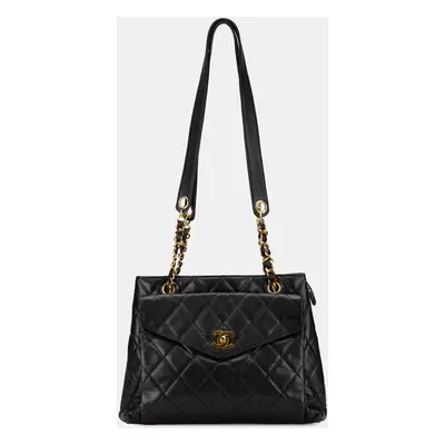 Chanel Black CC Caviar Front Pocket Shoulder Bag