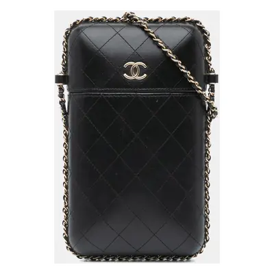 CC Quilted Lambskin Chain Around Phone Holder