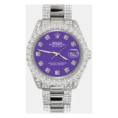 Rolex datejust pave 7.2ct iced diamond pastel purple Wristwatch