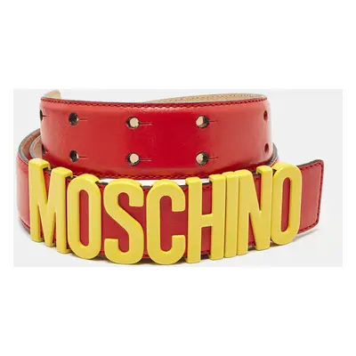 Moschino Red Leather Classic Logo Belt