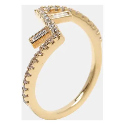 Fendi Gold Tone Crystal Fendi First Ring Size