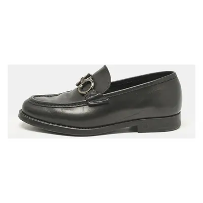 Salvatore Ferragamo Black Leather Double Gancio Loafers Size 39.5