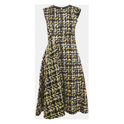 CH Carolina Herrera Navy Blue/Multicolor Tweed Sleeveless Midi Dress