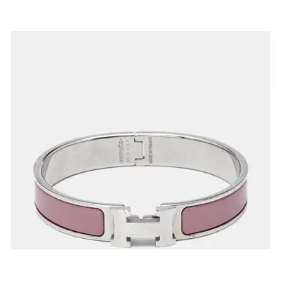 Hermès Clic H Pink Enamel Palladium Plated Bracelet