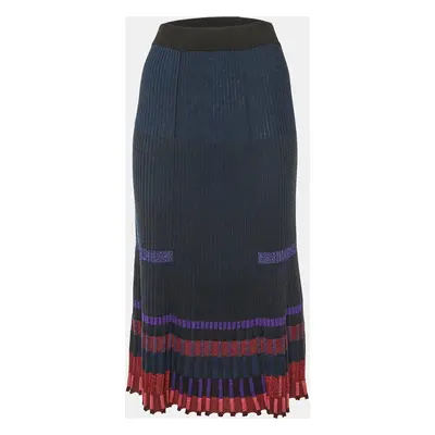 Kenzo Black Striped Lurex Rib Knit Midi Skirt