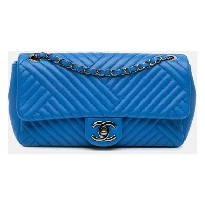 Chanel Blue Medium Lambskin CC Crossing Flap