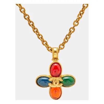 Chanel CC Resin Gold Tone Necklace