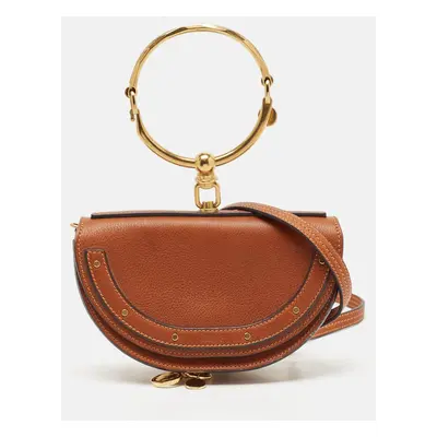 Chloe Brown Leather Nile Bracelet Minaudiere Bag