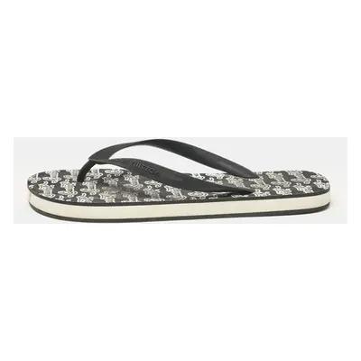 Louis Vuitton Black/White Logo Print Rubber Molitor Thong Sandals Size