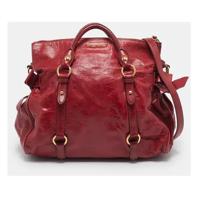 Miu Miu Red Leather Bow Satchel