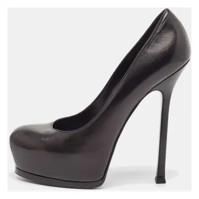 Saint Laurent Black Leather Tribtoo Platform Pumps Size