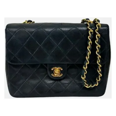 Chanel Black Lambskin Matelasse Chain Flap Bag