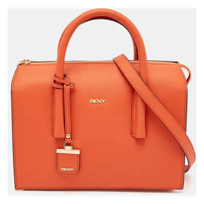 DKNY Orange Leather Zip Bryant Park Satchel