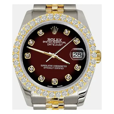 Rolex datejust 3.05ct diamond bezel maroon vignette dial jubilee Wristwatch