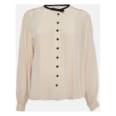 Miu Miu Pink Silk Chiffon Button Front Blouse