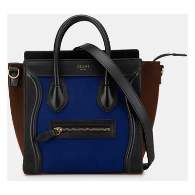 Celine Blue Nano Tricolor Felt Luggage Tote