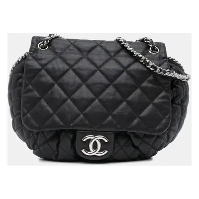 Chanel Black Large Lambskin Chain Around Flap Bag