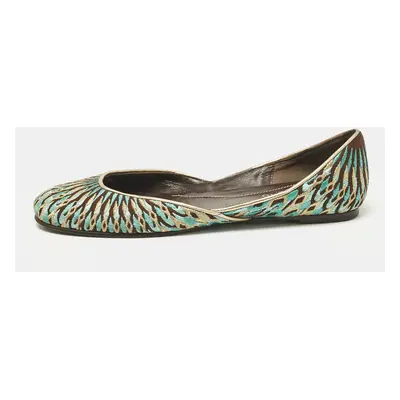 Valentino Multicolor Leather and Lurex Fabric Ballet Flats Size