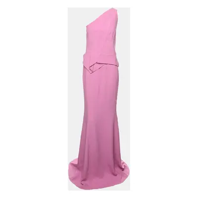 Roland Mouret Pink Crepe One Shoulder Evening Dress