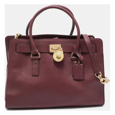 Michael Michael Kors Burgundy Leather East West Hamilton Tote