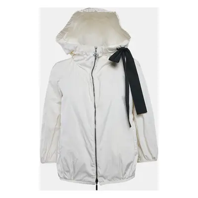 Moncler Off-White Synthetic Zip-Up Hooded Jacket