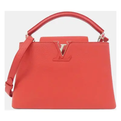 Louis Vuitton Orange, Red Leather Capucines PM Shoulder Bag