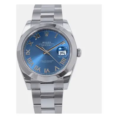 Rolex Blue Stainless Steel Datejust Automatic Men's Wristwatch mm