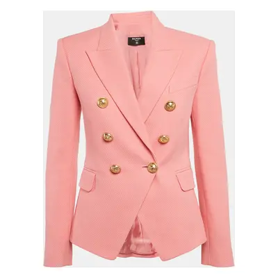 Balmain Pink Cotton Canvas Double Breasted Blazer