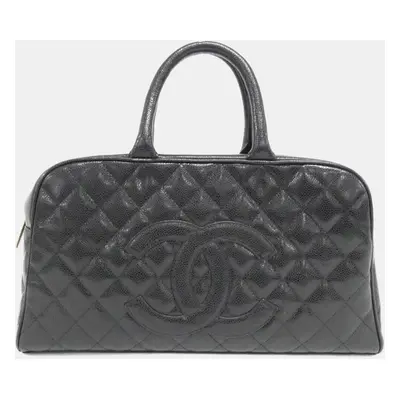 Chanel Black Caviar Leather Boston Bag