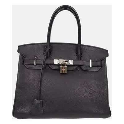 Hermes Black Taurillon Clemence Birkin Handbag