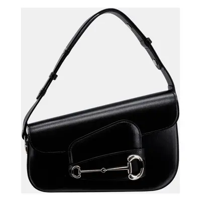 Gucci Black Leather Horsebit Shoulder Bag